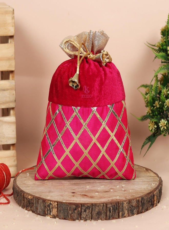 KYZZO Traditional Embroidered Potli Purse for Women Exquisite Handcrafted Potli Purse: Traditional Elegance for Women Multicolor (Pack of 12) - Image 4